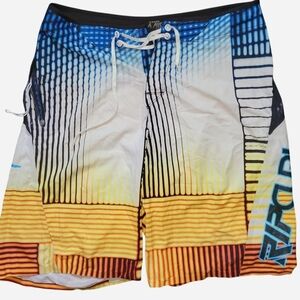Rip Curl Men's Athletic Shorts - Blue, Yellow, Orange